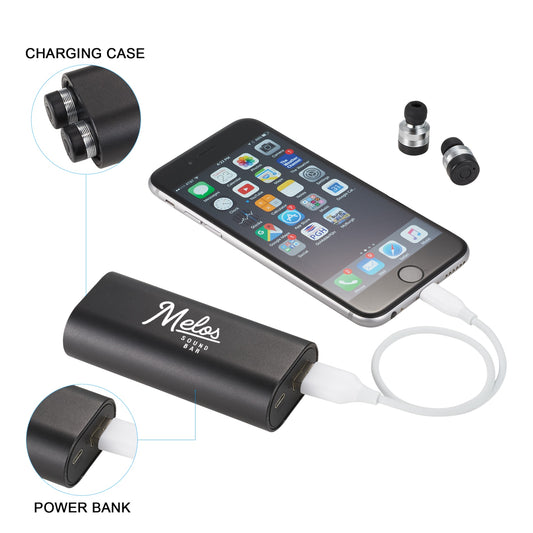 Metal True Wireless Earbuds and Power Bank